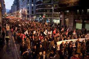 Imagen de una manifestación contra los recortes en educación de Barcelona