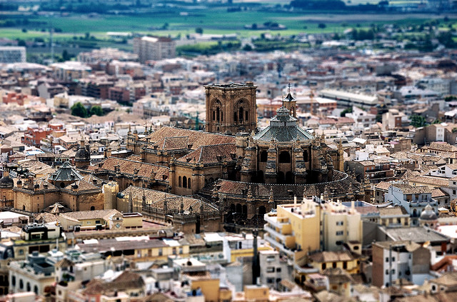 Catedral de Granada vista con la técnica tilt-shift